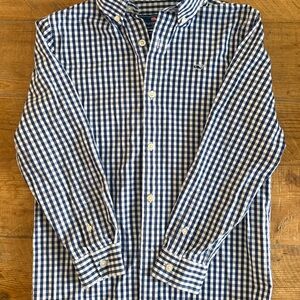 Vineyard Vines Boys Navy and White Gingham Button-Down Size S (8-10)